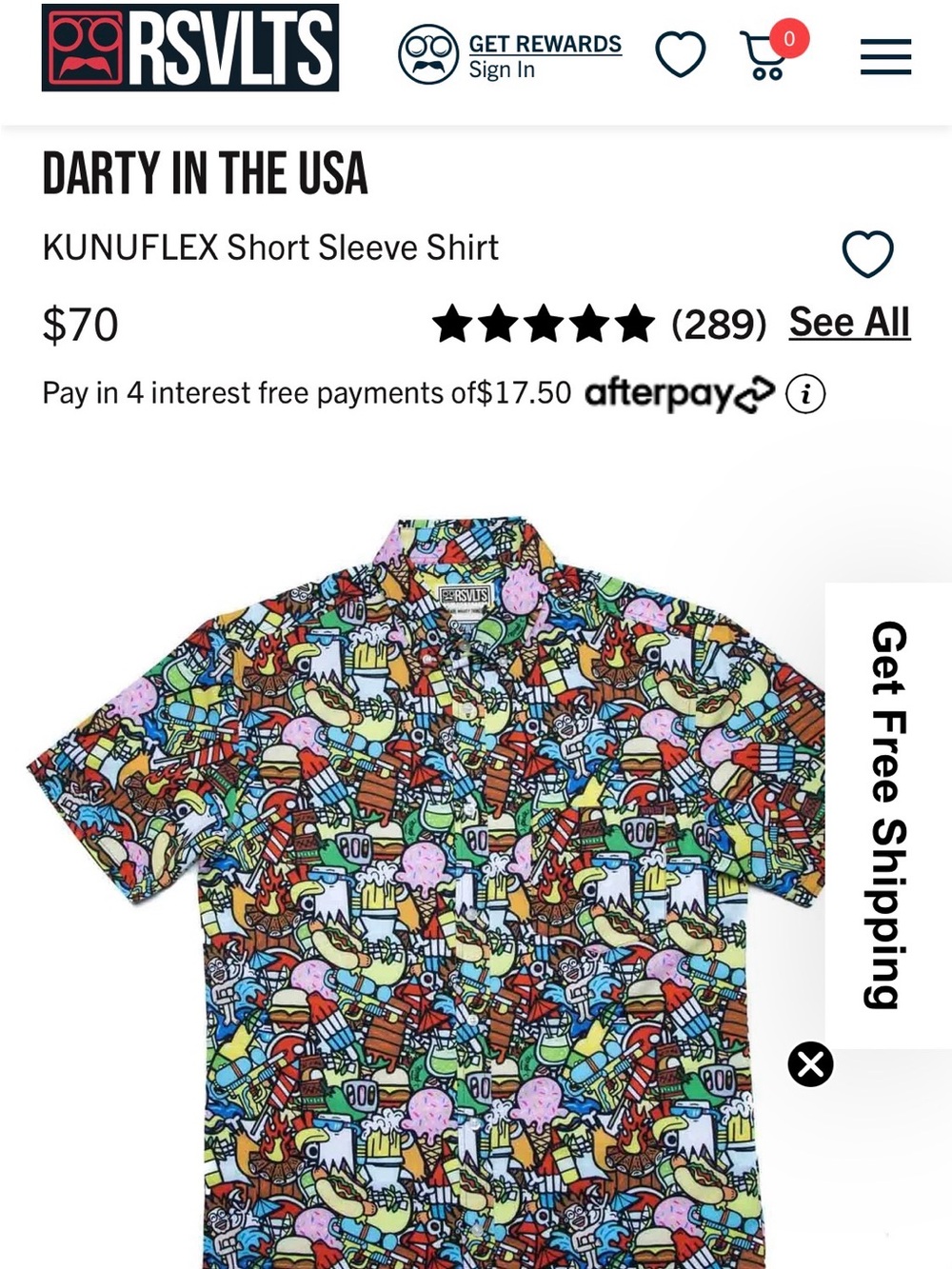 RSVLTS Multicolor Darty In The USA Short Sleeve Button Down collab w/ J. Pierce